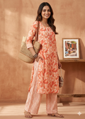 Orange cotton 3pc suit set