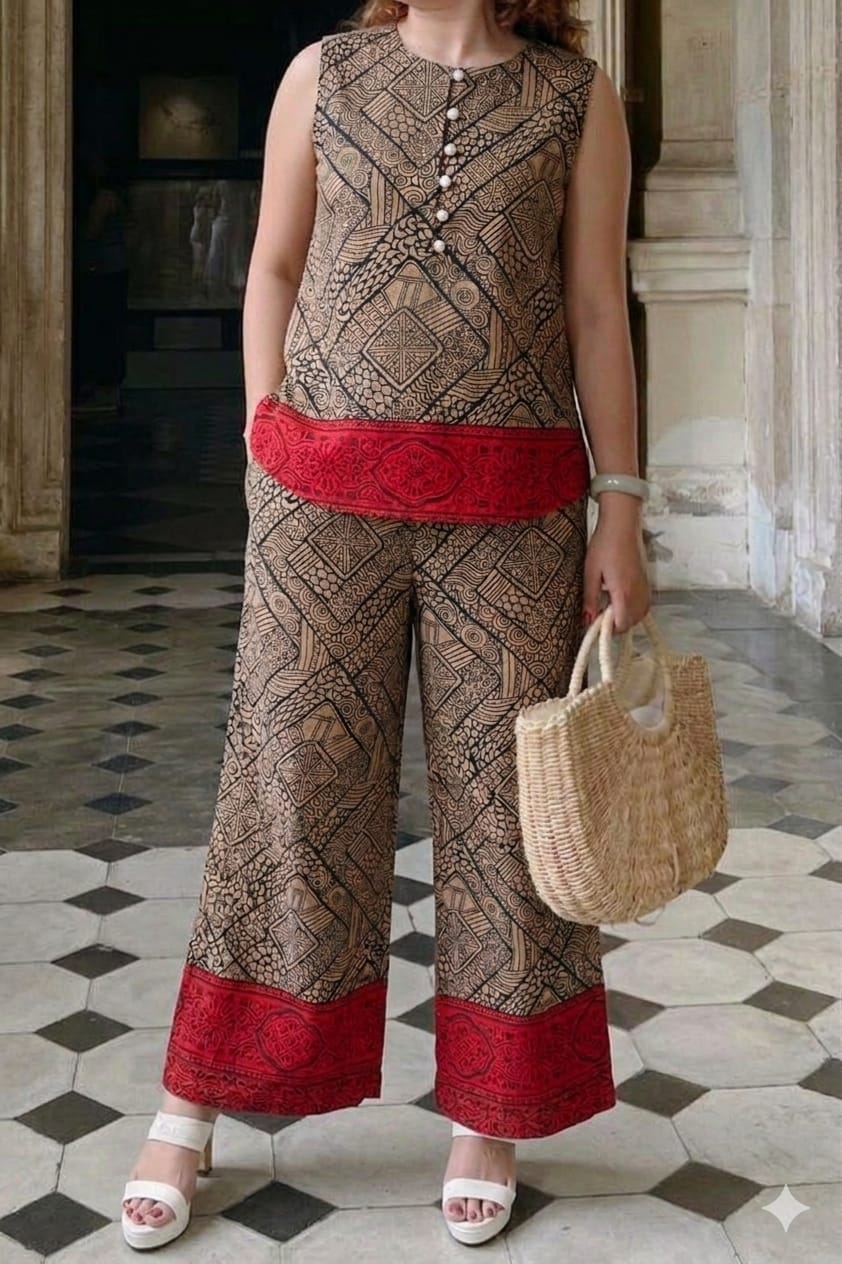 Lace cotton copper colored coord set