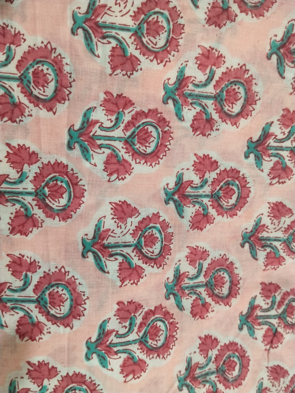 Vintage Bloom Printed Cotton Kurti – Dusty Pink & Tea