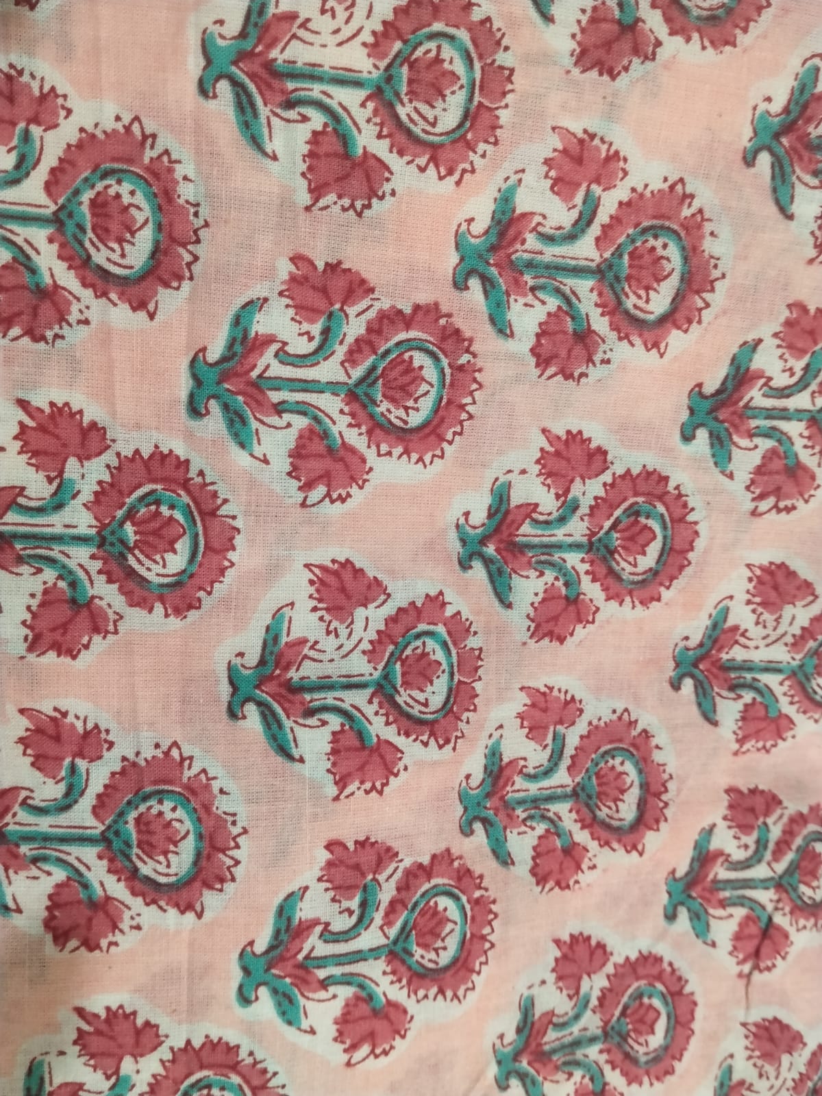 Vintage Bloom Printed Cotton Kurti – Dusty Pink & Tea