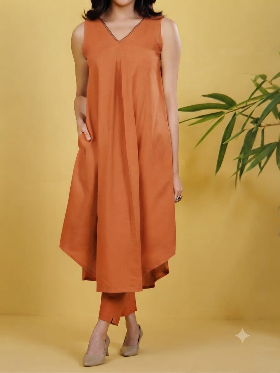 Rust Terracotta Solid Cotton Co-Ord Set Collection