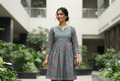 Green printed frock suit with palazzo