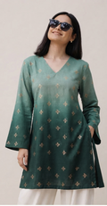Ombre foil print pakistani styleo kurti
