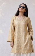Shimmer Gold Floral Brocade Fusion Kurti